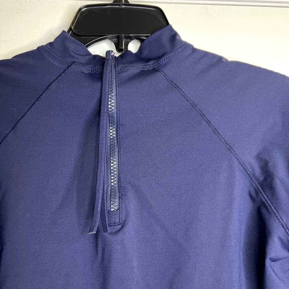 Athleta Blue Fitted Long Sleeve Back zip Top size L - Picture 5 of 6